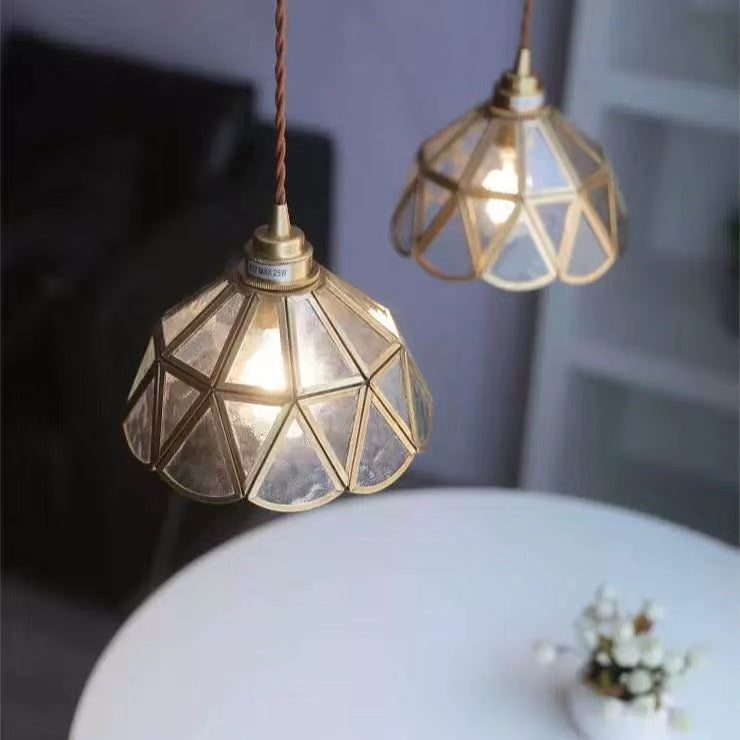Antique Brass Flower Pendant Light-Lighting > Chandeliers & Pendant Lights-casanuva-casanuva