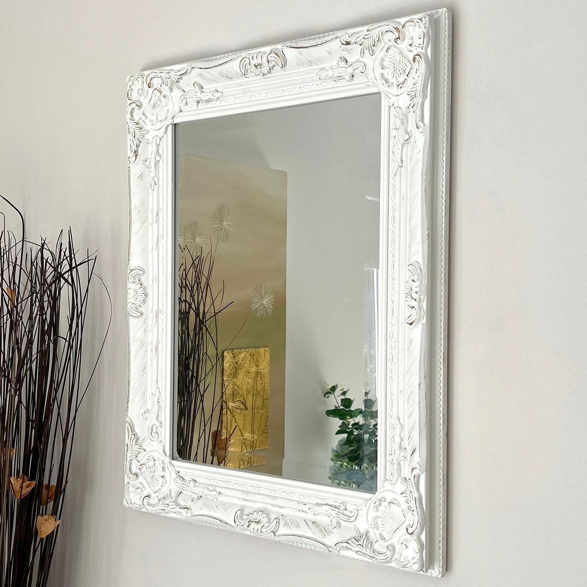 Antique Style Wall Mirror with Wooden Frame-Home Decor > Decorative Accessories-casanuva-casanuva