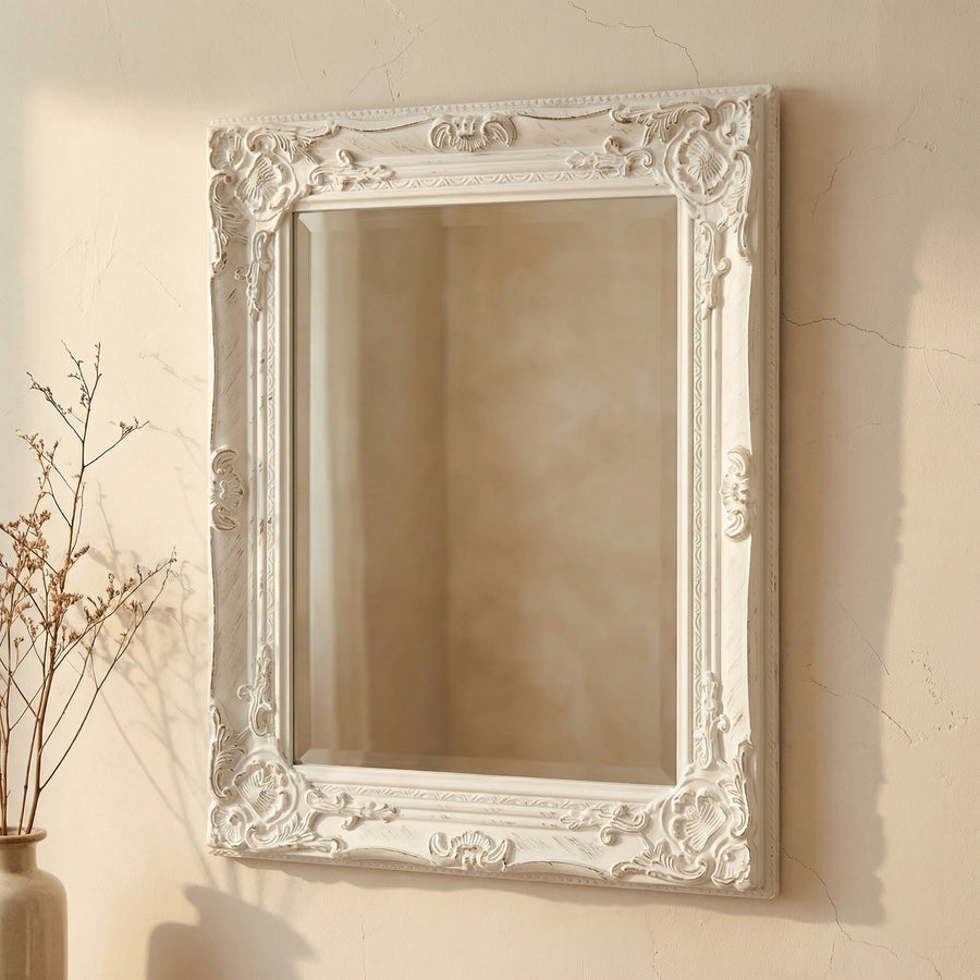 Antique Style Wall Mirror with Wooden Frame-Home Decor > Decorative Accessories-casanuva-casanuva