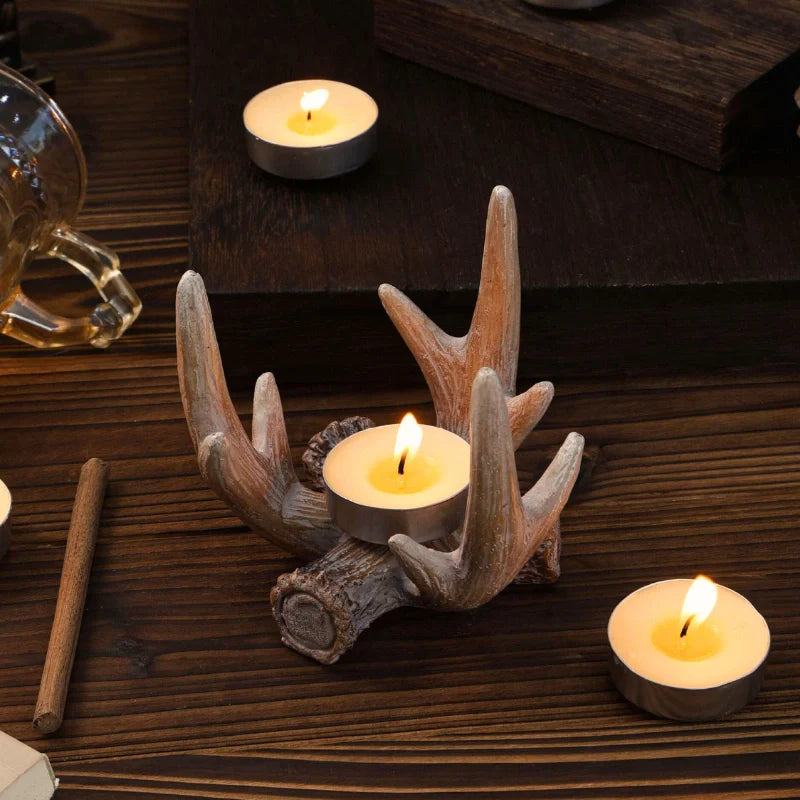 Antler Candle Holder Decorative Rustic Accent for Home Decor-Home Decor > Candle Holders-casanuva-casanuva