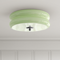 Art Deco Cream Cake Ceiling Light-Lighting > Ceiling Lights-casanuva-Green+Chrome-40cmx13cm-casanuva