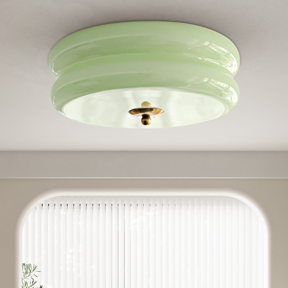 Art Deco Cream Cake Ceiling Light-Lighting > Ceiling Lights-casanuva-Green+Gold-32cmx13cm-casanuva