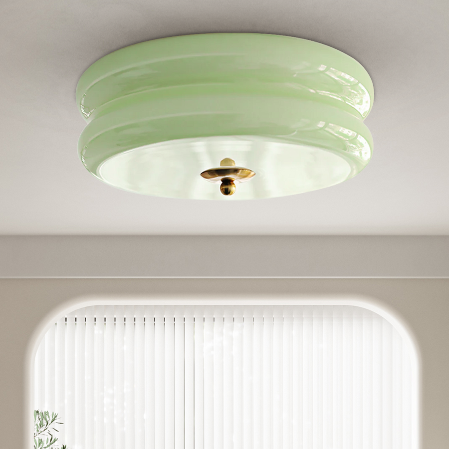 Art Deco Cream Cake Ceiling Light-Lighting > Ceiling Lights-casanuva-Green+Gold-32cmx13cm-casanuva