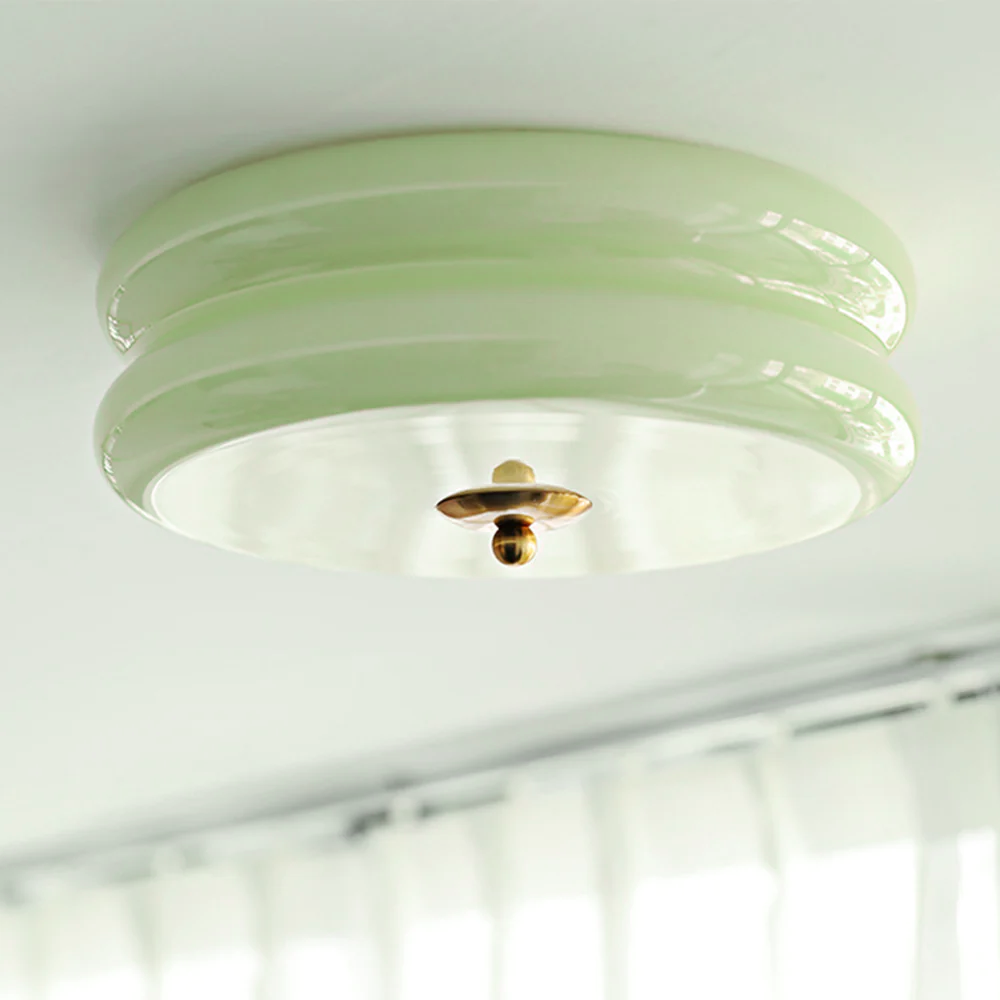 Art Deco Cream Cake Ceiling Light-Lighting > Ceiling Lights-casanuva-Green+Gold-40cmx13cm-casanuva