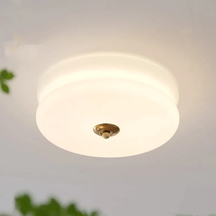 Art Deco Cream Cake Ceiling Light-Lighting > Ceiling Lights-casanuva-White+Gold-32cmx13cm-casanuva