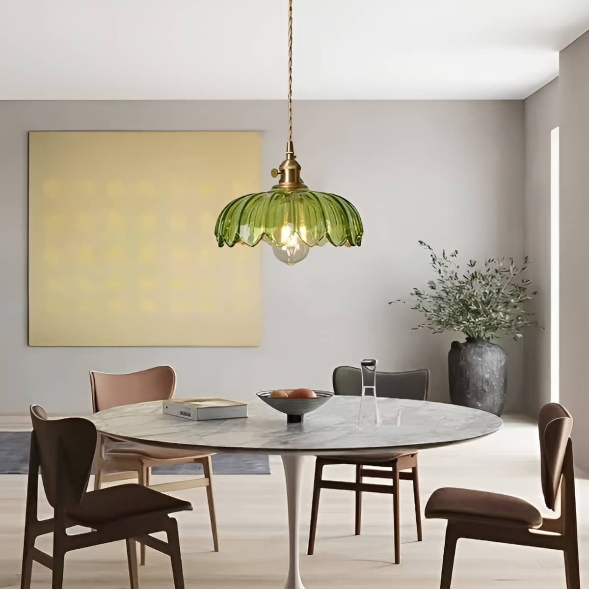 Art Nouveau Lotus Colored Glass Pendant Light-Lighting > Chandeliers & Pendant Lights-casanuva-casanuva