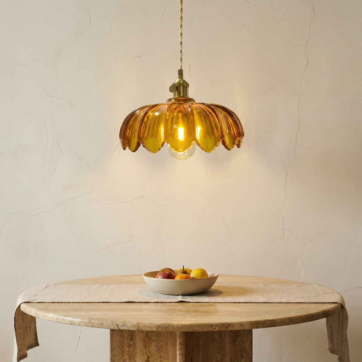 Art Nouveau Lotus Colored Glass Pendant Light-Lighting > Chandeliers & Pendant Lights-casanuva-casanuva