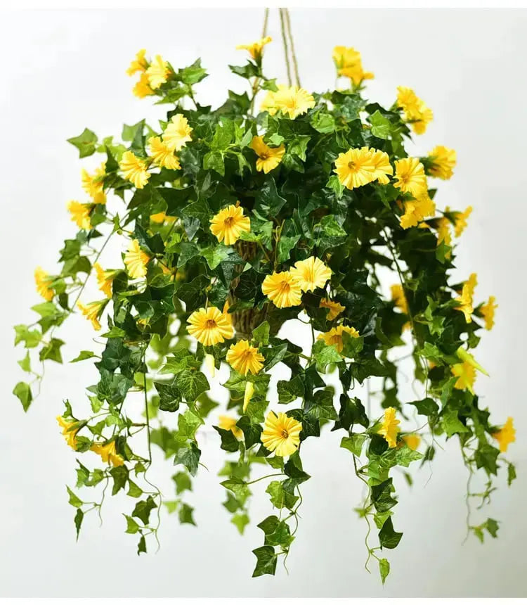 Artificial Wisteria Floral Arrangement No Maintenance-Home Decor > Decorative Accessories-casanuva-Yellow-casanuva