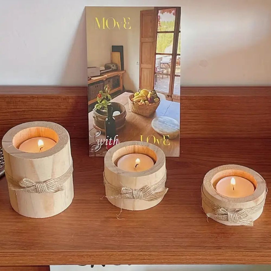 Bamboo Candle Holders Set of 3-Home Decor > Candle Holders-casanuva-casanuva