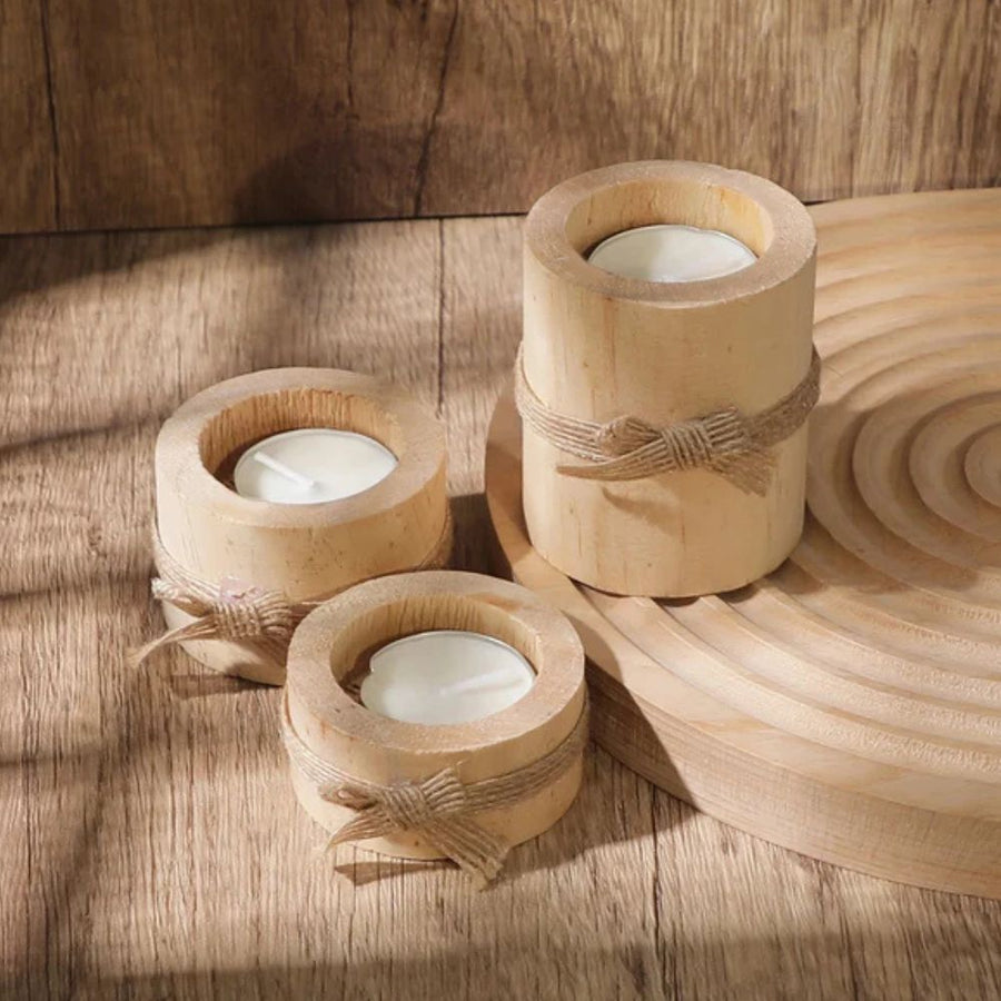 Bamboo Candle Holders Set of 3-Home Decor > Candle Holders-casanuva-casanuva