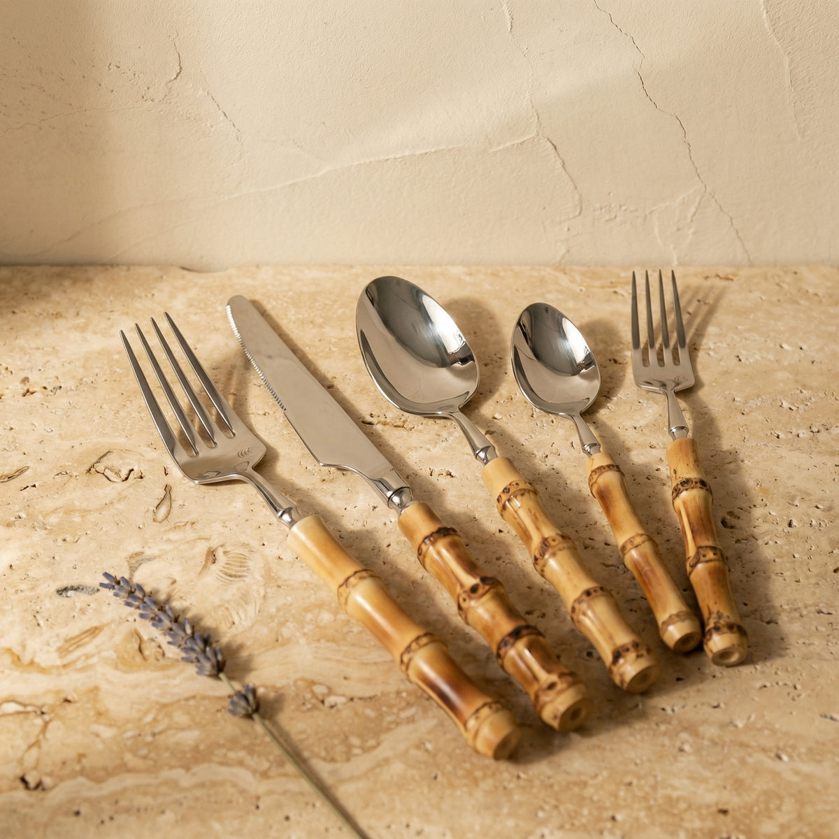 Bamboo Cutlery Set with Natural Accents for Sustainable Dining-Kitchen & Dining > Cutlery-casanuva-casanuva