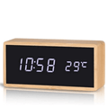Bamboo LED Alarm Clock with Temperature Display-Home Decor > Clocks-casanuva-casanuva
