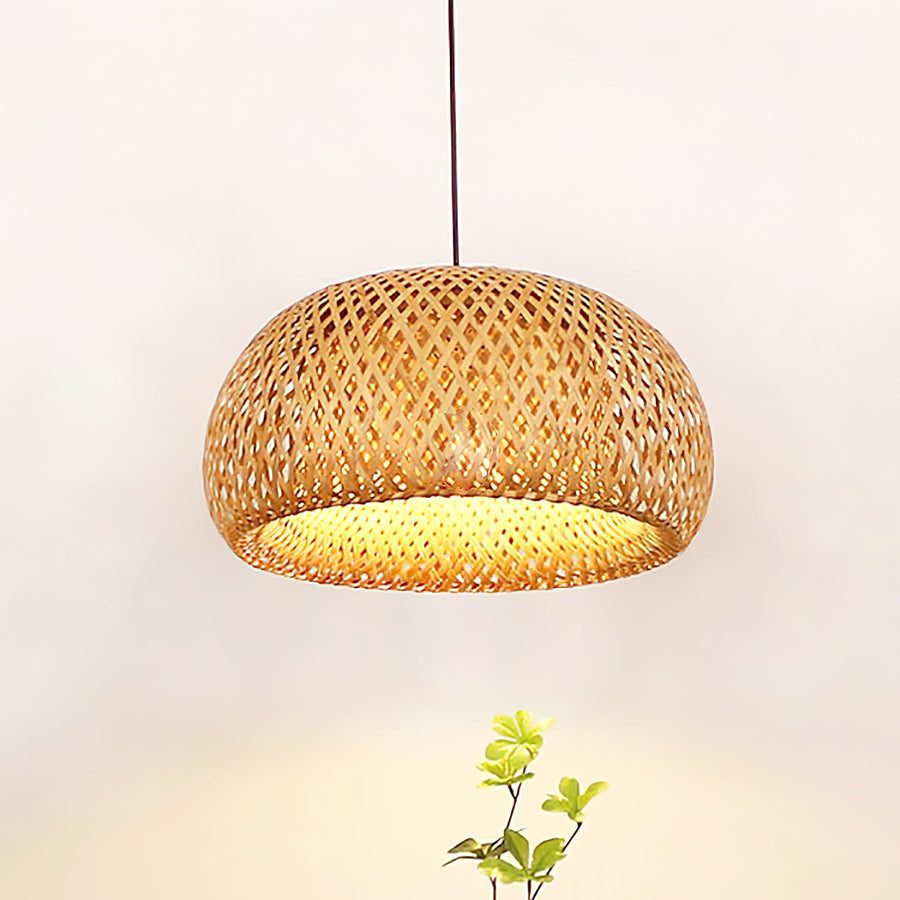 Bamboo Pendant Lamp with Braided Design-Lighting > Pendant Lights-casanuva-casanuva