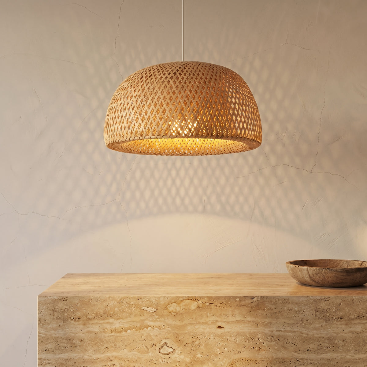 Bamboo Pendant Lamp with Braided Design-Lighting > Pendant Lights-casanuva-casanuva