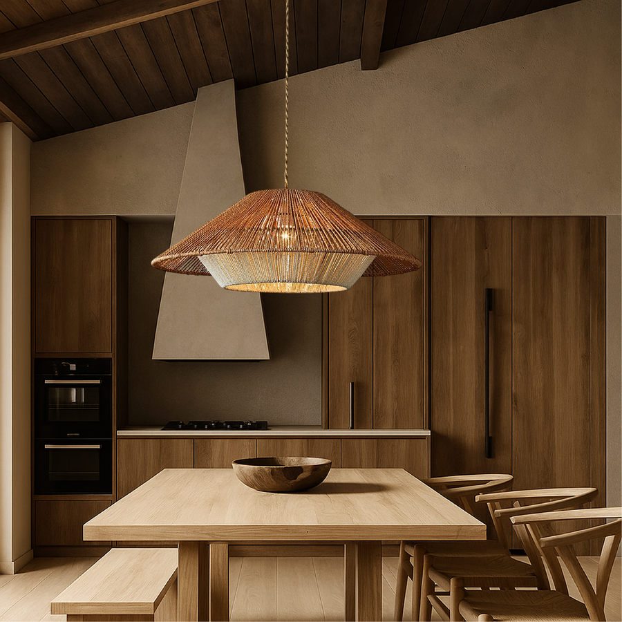 Bamboo Pendant Light Wide Conical Shade-Lighting > Pendant Lights-casanuva-casanuva