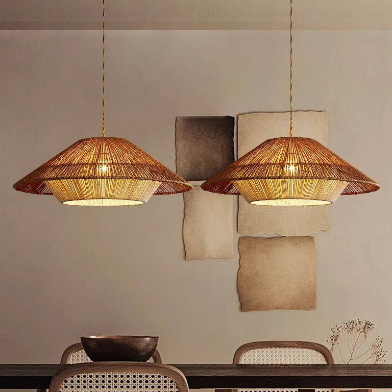 Bamboo Pendant Light Wide Conical Shade-Lighting > Pendant Lights-casanuva-casanuva