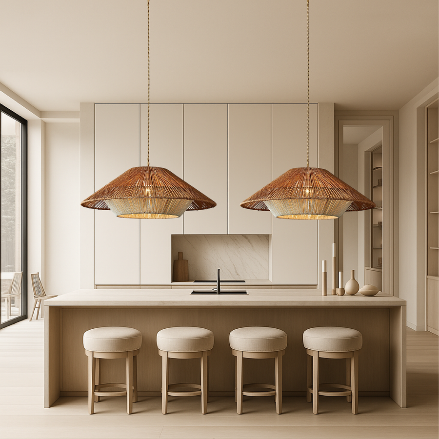 Bamboo Pendant Light Wide Conical Shade-Lighting > Pendant Lights-casanuva-casanuva