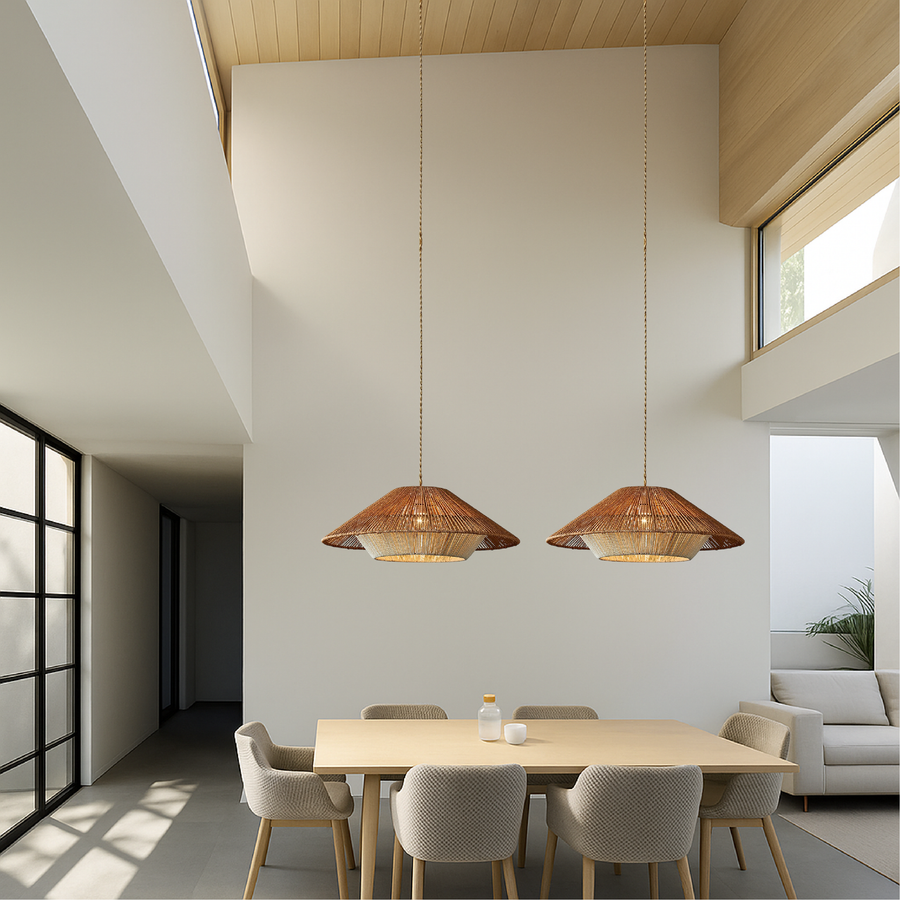 Bamboo Pendant Light Wide Conical Shade-Lighting > Pendant Lights-casanuva-casanuva