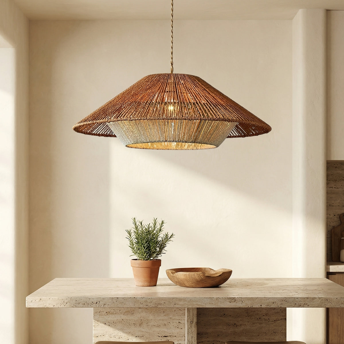 Bamboo Pendant Light Wide Conical Shade-Lighting > Pendant Lights-casanuva-casanuva