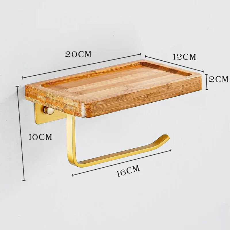 Bamboo Wall Mounted Toilet Paper Holder with Shelf-Bedding & Bath > Bathroom Accessories-casanuva-casanuva