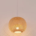 Bamboo Weaving Round Beige Pendant Light 1-Light Japanese Design-Lighting > Pendant Lights-casanuva-13.75''-220V-240V-casanuva