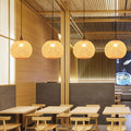 Bamboo Weaving Round Beige Pendant Light 1-Light Japanese Design-Lighting > Pendant Lights-casanuva-casanuva