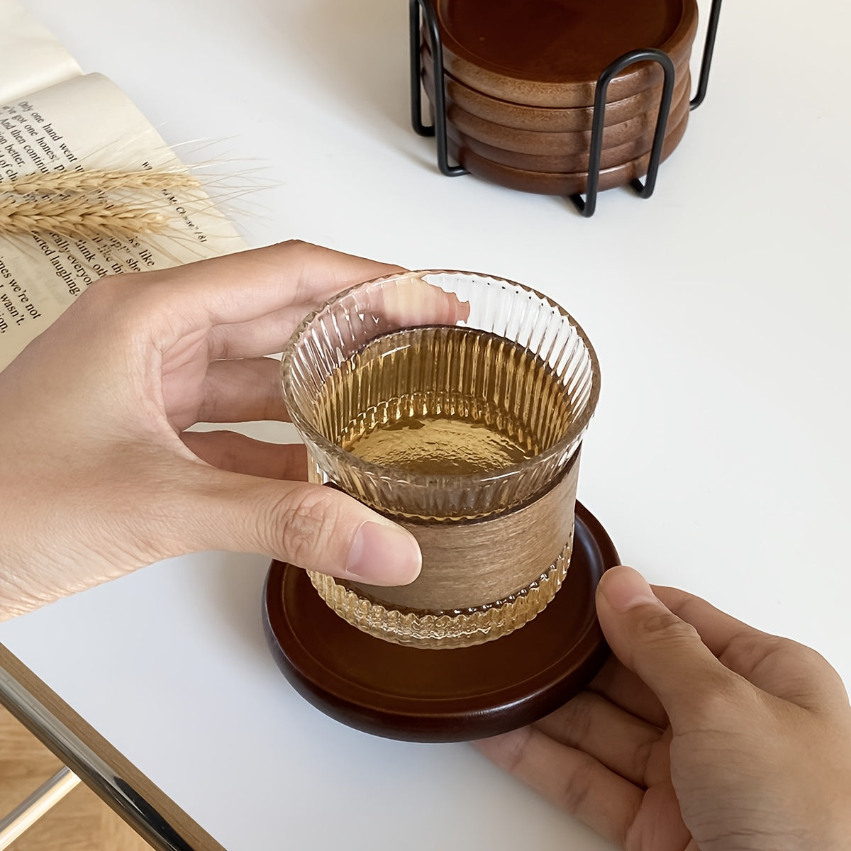 Bamboo Wood Heat-Resistant Coasters Set-Kitchen & Dining > Coasters-casanuva-casanuva
