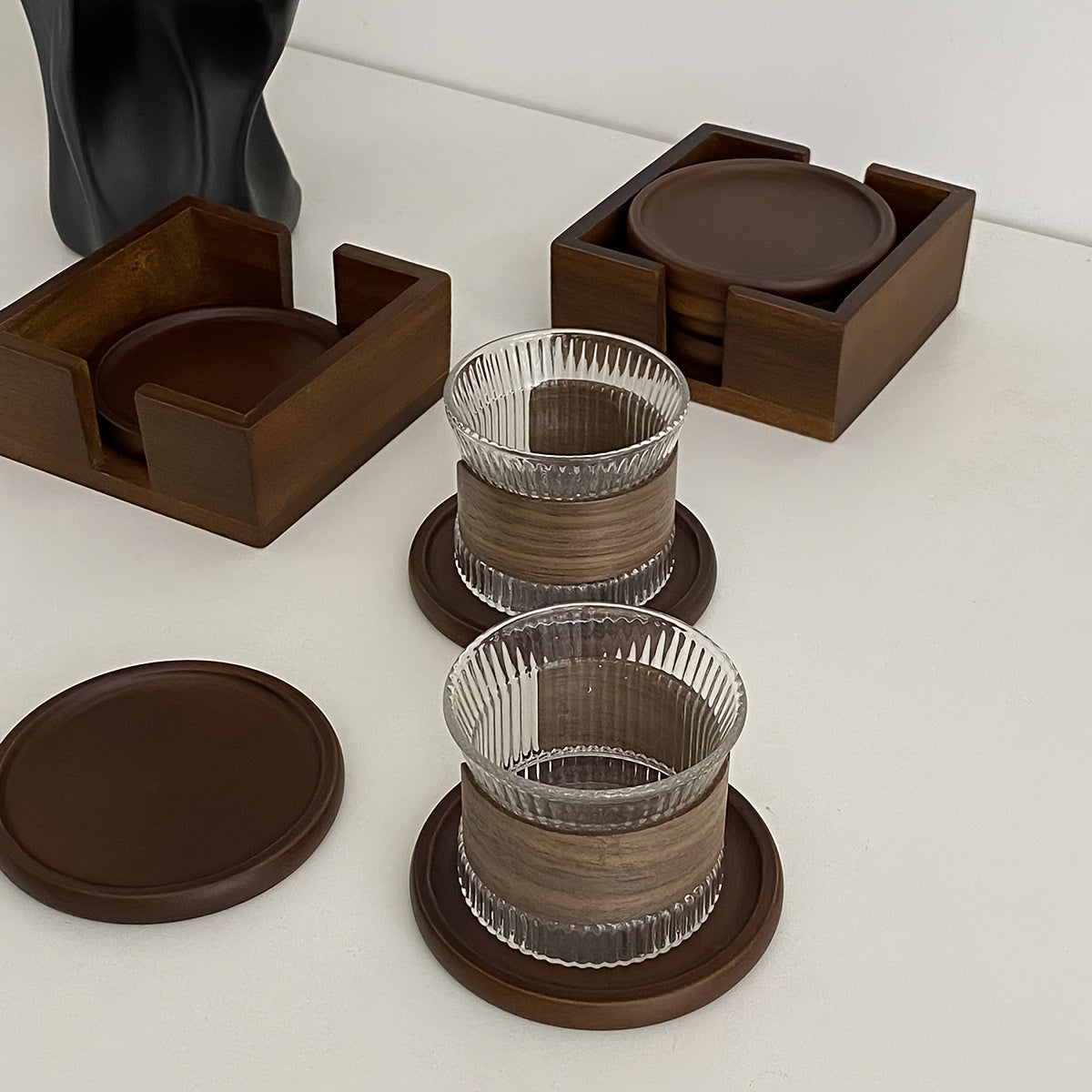 Bamboo Wood Heat-Resistant Coasters Set-Kitchen & Dining > Coasters-casanuva-casanuva