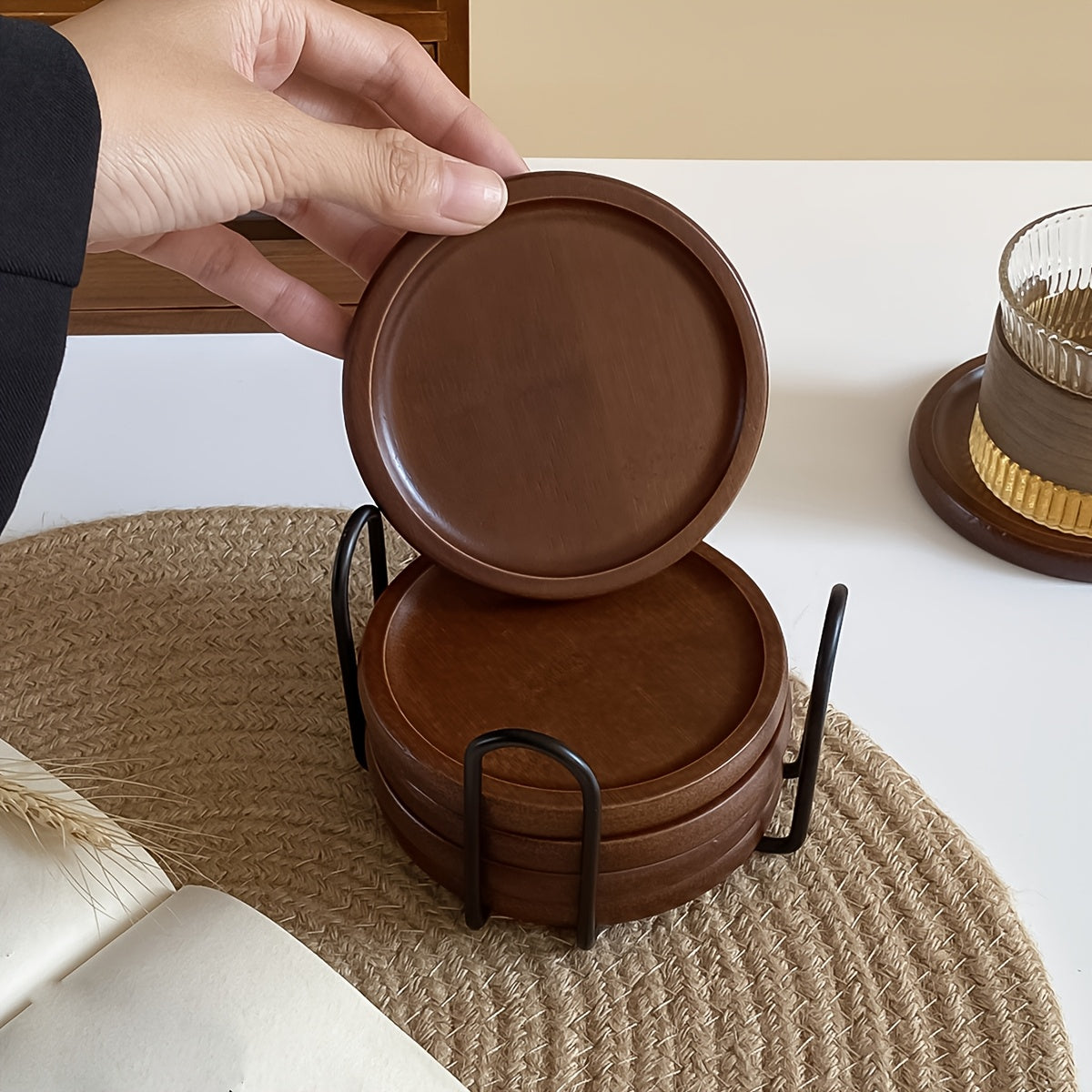 Bamboo Wood Heat-Resistant Coasters Set-Kitchen & Dining > Coasters-casanuva-casanuva