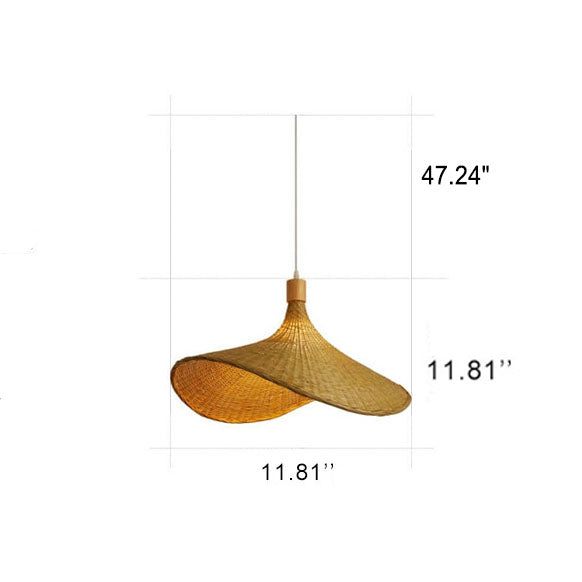 Bamboo Woven Pendant Light with Straw Hat Design-Lighting > Pendant Lights-casanuva-casanuva