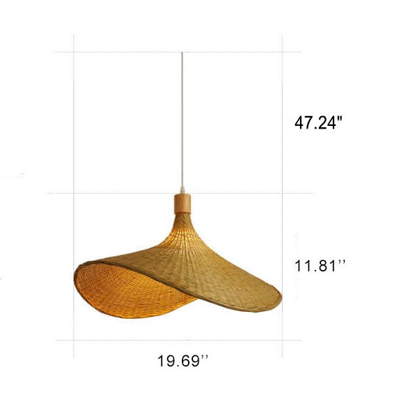 Bamboo Woven Pendant Light with Straw Hat Design-Lighting > Pendant Lights-casanuva-casanuva