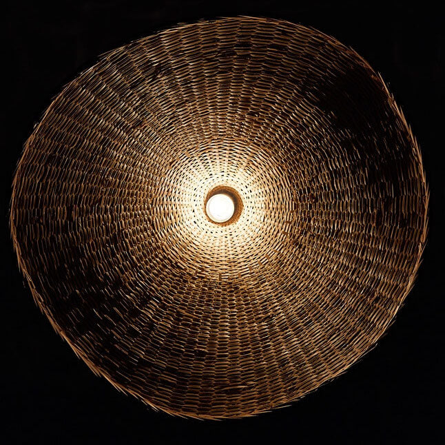 Bamboo Woven Pendant Light with Straw Hat Design-Lighting > Pendant Lights-casanuva-casanuva