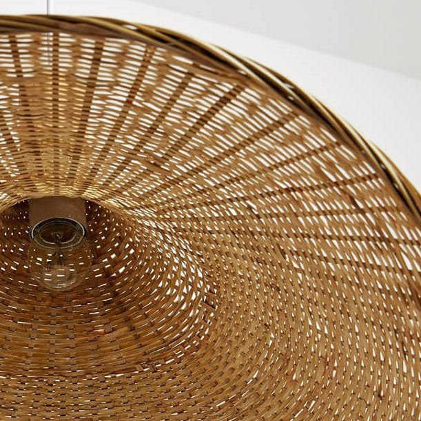 Bamboo Woven Pendant Light with Straw Hat Design-Lighting > Pendant Lights-casanuva-casanuva