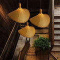 Bamboo Woven Pendant Light with Straw Hat Design-Lighting > Pendant Lights-casanuva-casanuva