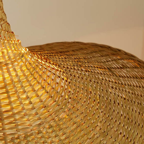 Bamboo Woven Pendant Light with Straw Hat Design-Lighting > Pendant Lights-casanuva-casanuva