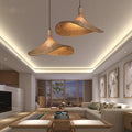 Bamboo Woven Pendant Light with Straw Hat Design-Lighting > Pendant Lights-casanuva-Medium-100V-120V-Black Wire-casanuva