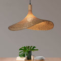 Bamboo Woven Pendant Light with Straw Hat Design-Lighting > Pendant Lights-casanuva-Medium-220V-240V-Black Wire-casanuva