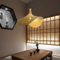Bamboo Woven Pendant Light with Straw Hat Design-Lighting > Pendant Lights-casanuva-Small-100V-120V-Black Wire-casanuva