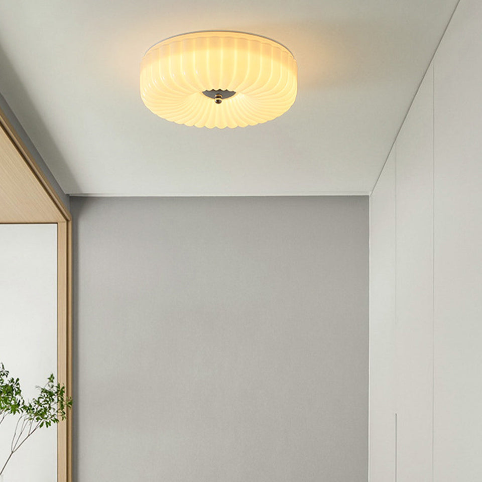 Bauhaus Cream Glass Ceiling Light Vintage Design-Lighting > Ceiling Lights-casanuva-Beige-D40*H10cm-Three-color Changing-casanuva