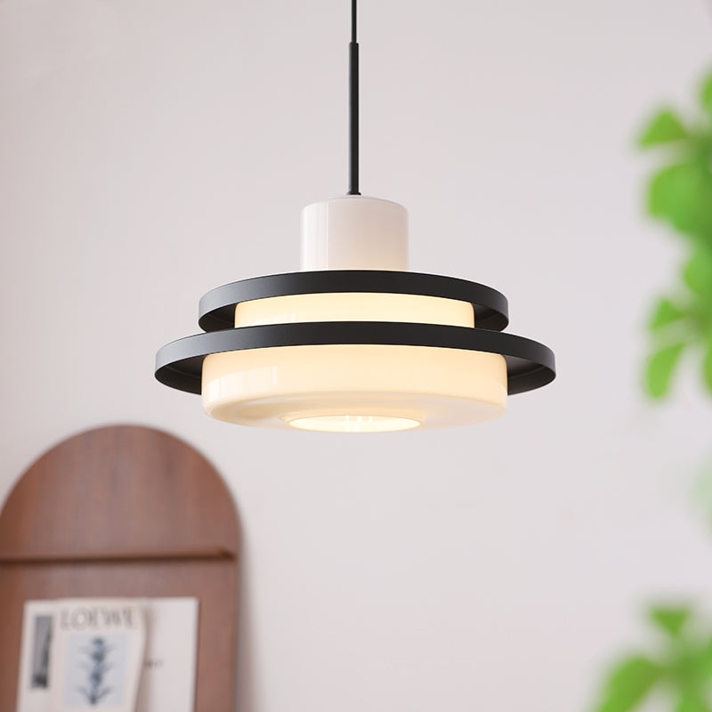 Bauhaus Double Layer Glass Pendant Light-Lighting > Pendant Lights-casanuva-Black-D36 x H35 cm-casanuva