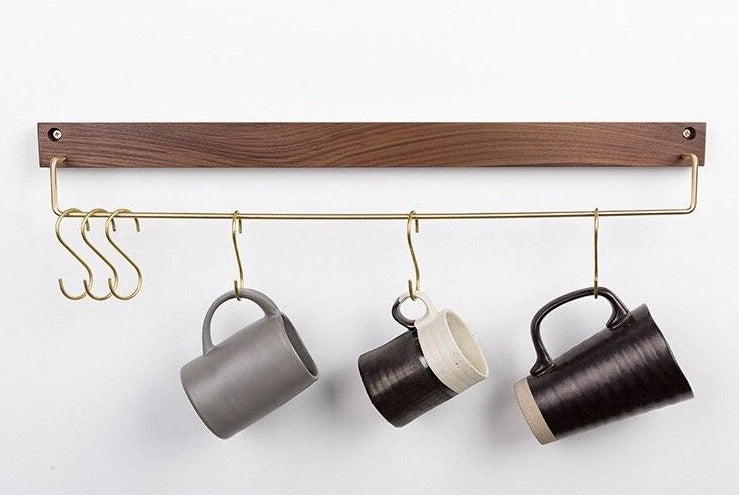 Beech Wood Towel Rack with Brass Accents-Bedding & Bath > Bathroom Accessories-casanuva-casanuva