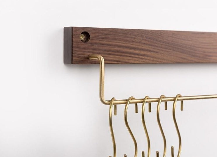 Beech Wood Towel Rack with Brass Accents-Bedding & Bath > Bathroom Accessories-casanuva-casanuva