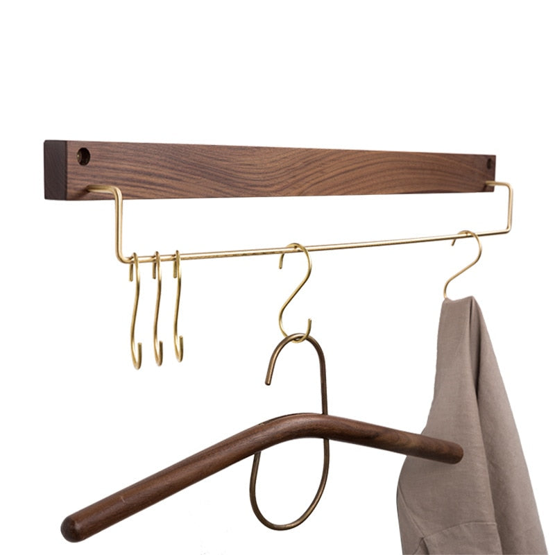Beech Wood Towel Rack with Brass Accents-Bedding & Bath > Bathroom Accessories-casanuva-casanuva