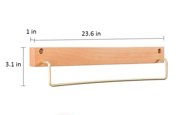 Beech Wood Towel Rack with Brass Accents-Bedding & Bath > Bathroom Accessories-casanuva-casanuva