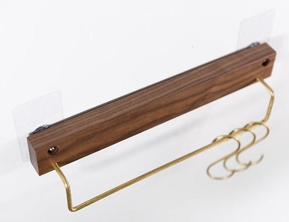 Beech Wood Towel Rack with Brass Accents-Bedding & Bath > Bathroom Accessories-casanuva-casanuva