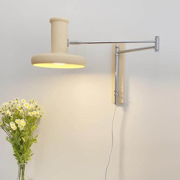 Beige Swing Arm Wall Sconce Lamp 1-Light Nordic Minimalist Design-Lighting > Wall Lights-casanuva-100V-120V-Plug - in-casanuva