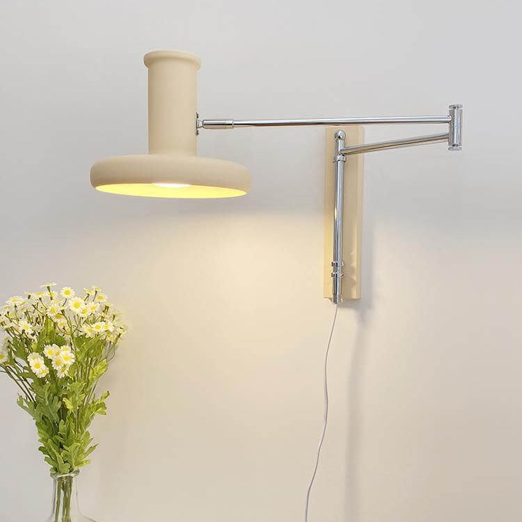 Beige Swing Arm Wall Sconce Lamp 1-Light Nordic Minimalist Design-Lighting > Wall Lights-casanuva-100V-120V-Plug - in-casanuva