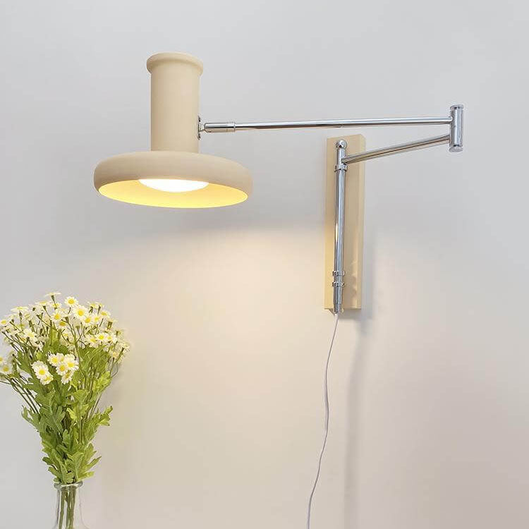 Beige Swing Arm Wall Sconce Lamp 1-Light Nordic Minimalist Design-Lighting > Wall Lights-casanuva-casanuva