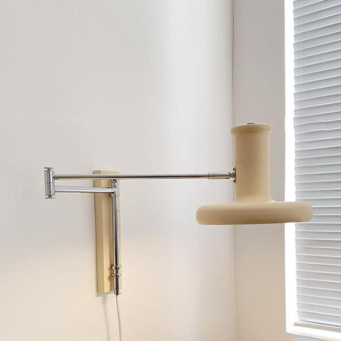 Beige Swing Arm Wall Sconce Lamp 1-Light Nordic Minimalist Design-Lighting > Wall Lights-casanuva-casanuva
