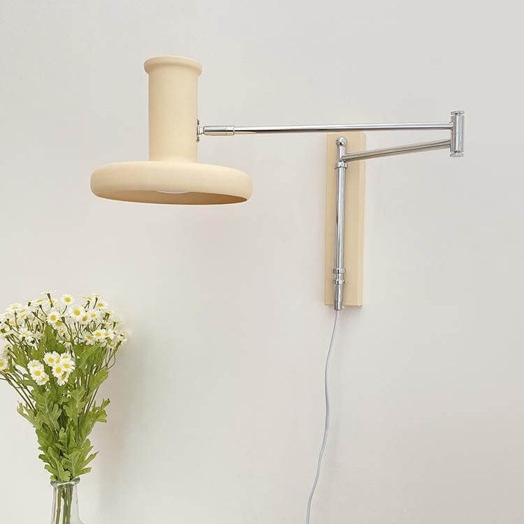 Beige Swing Arm Wall Sconce Lamp 1-Light Nordic Minimalist Design-Lighting > Wall Lights-casanuva-casanuva